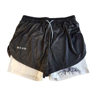 SAVD Performance Shorts Womens XL Rooted Christ Black White Athletic Biking NEW